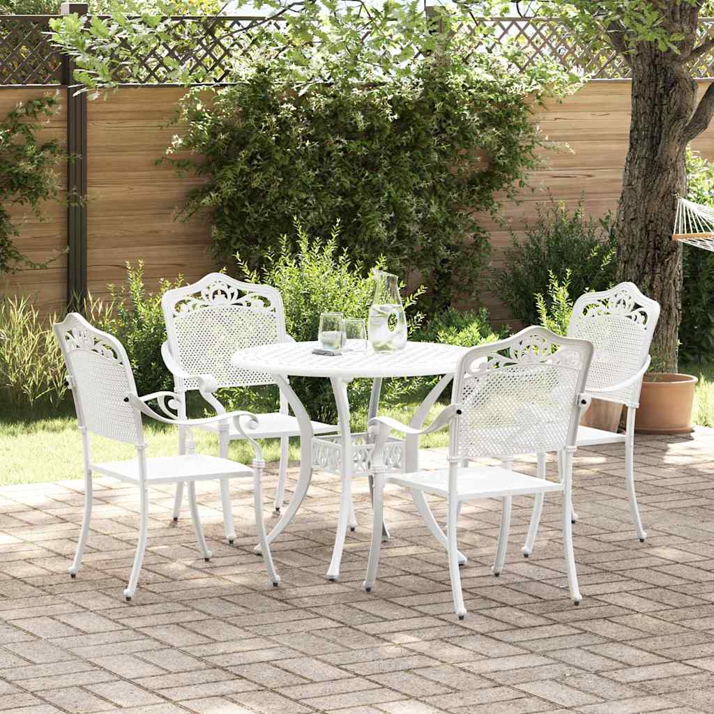 Komplet za jedilnico v vrtu 5 pcs Bela Aluminij