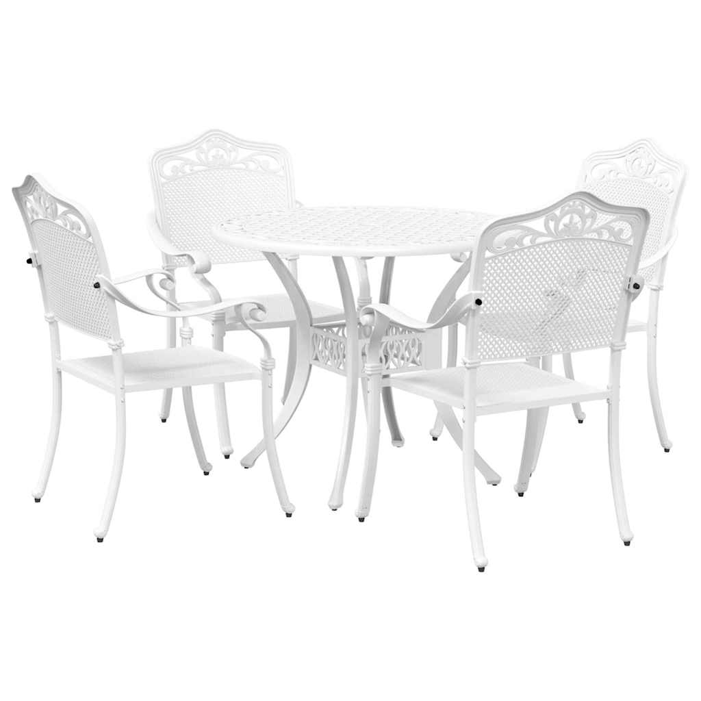 Komplet za jedilnico v vrtu 5 pcs Bela Aluminij