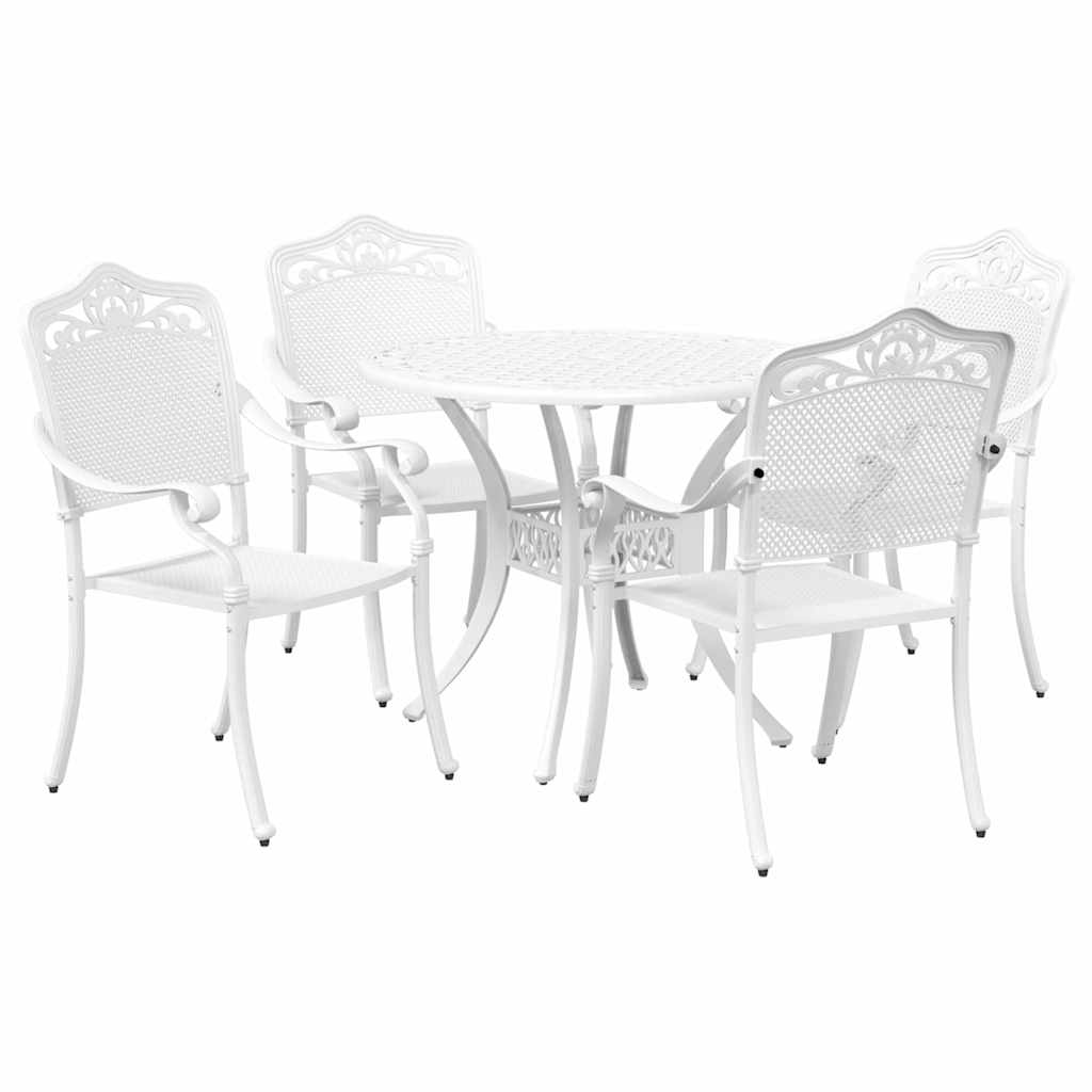 Komplet za jedilnico v vrtu 5 pcs Bela Aluminij