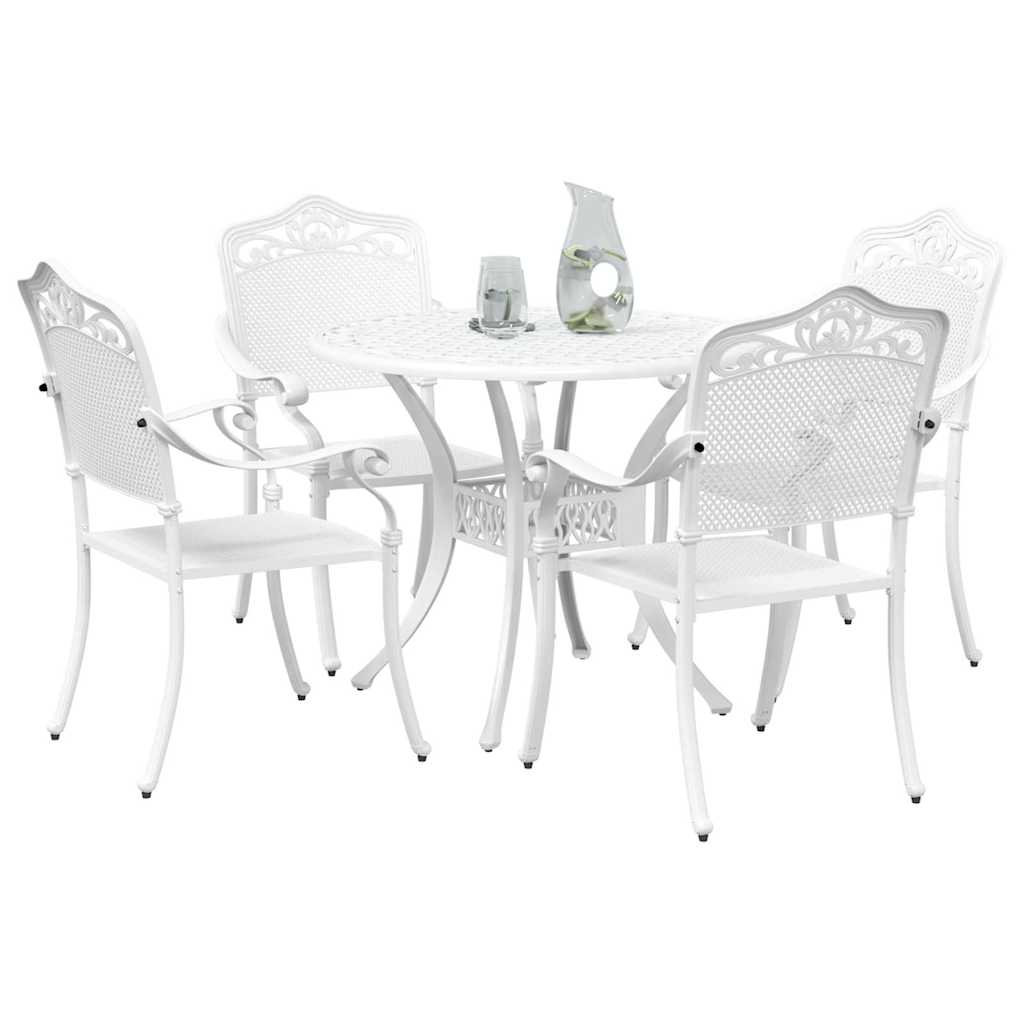 Komplet za jedilnico v vrtu 5 pcs Bela Aluminij