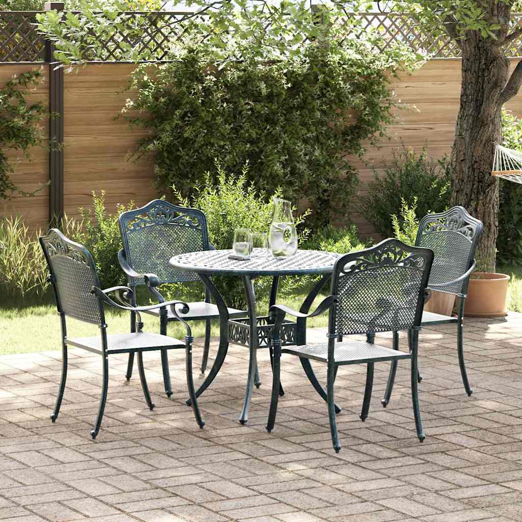 Komplet za jedilnico v vrtu 5 pcs Zelena Aluminij