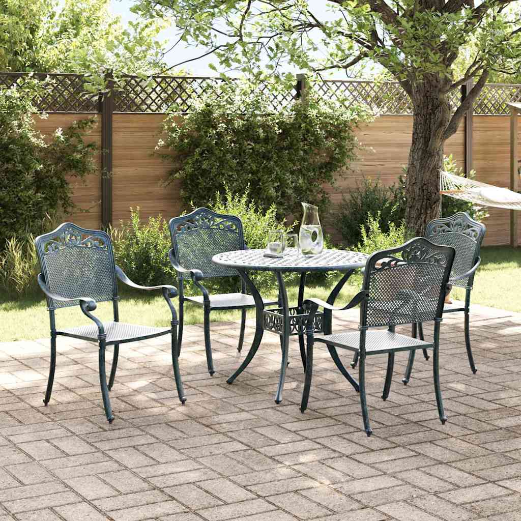 Komplet za jedilnico v vrtu 5 pcs Zelena Aluminij