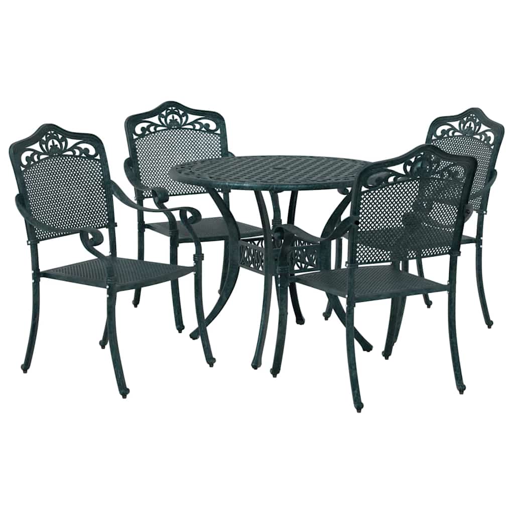 Komplet za jedilnico v vrtu 5 pcs Zelena Aluminij