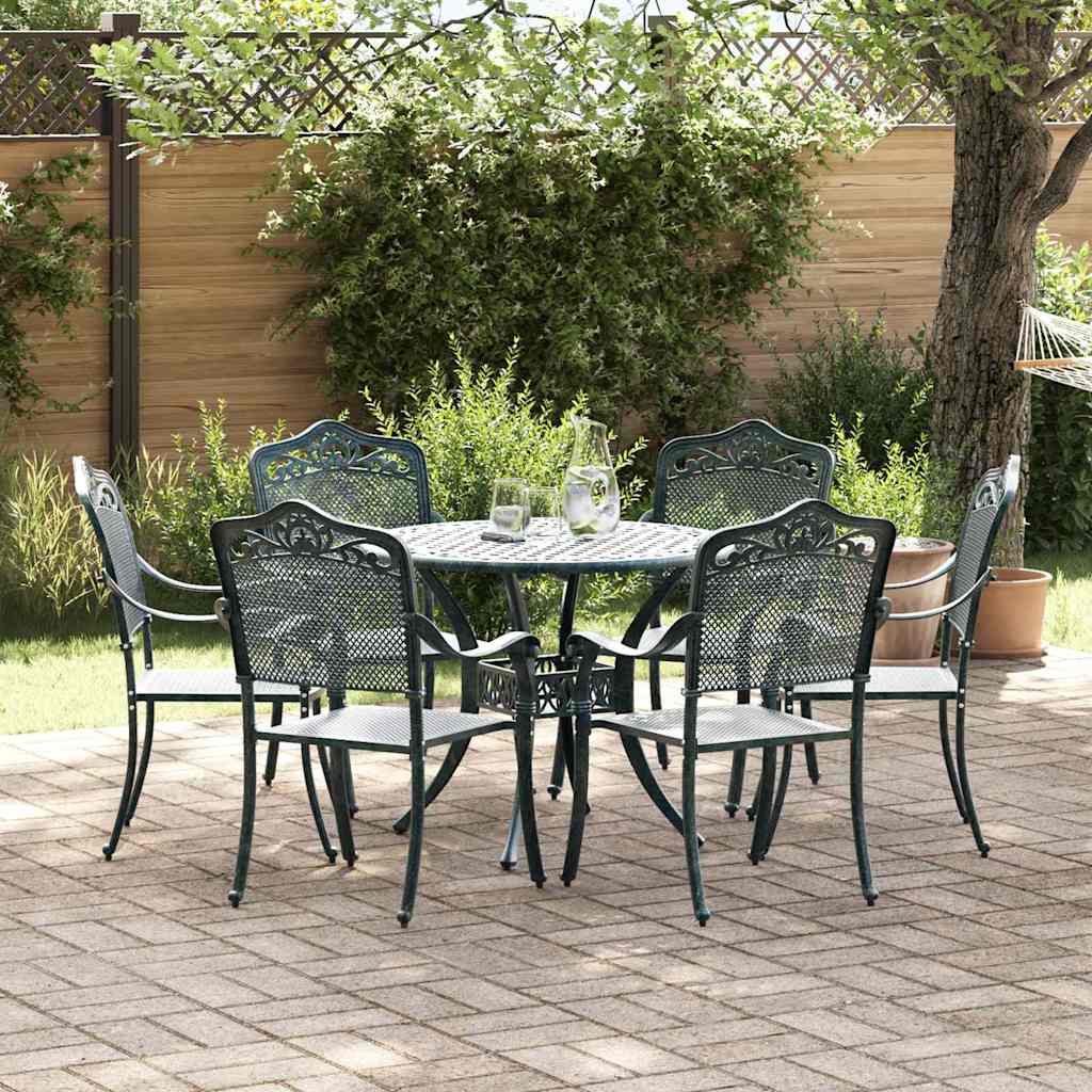 Komplet za jedilnico v vrtu 7 pcs Zelena Aluminij