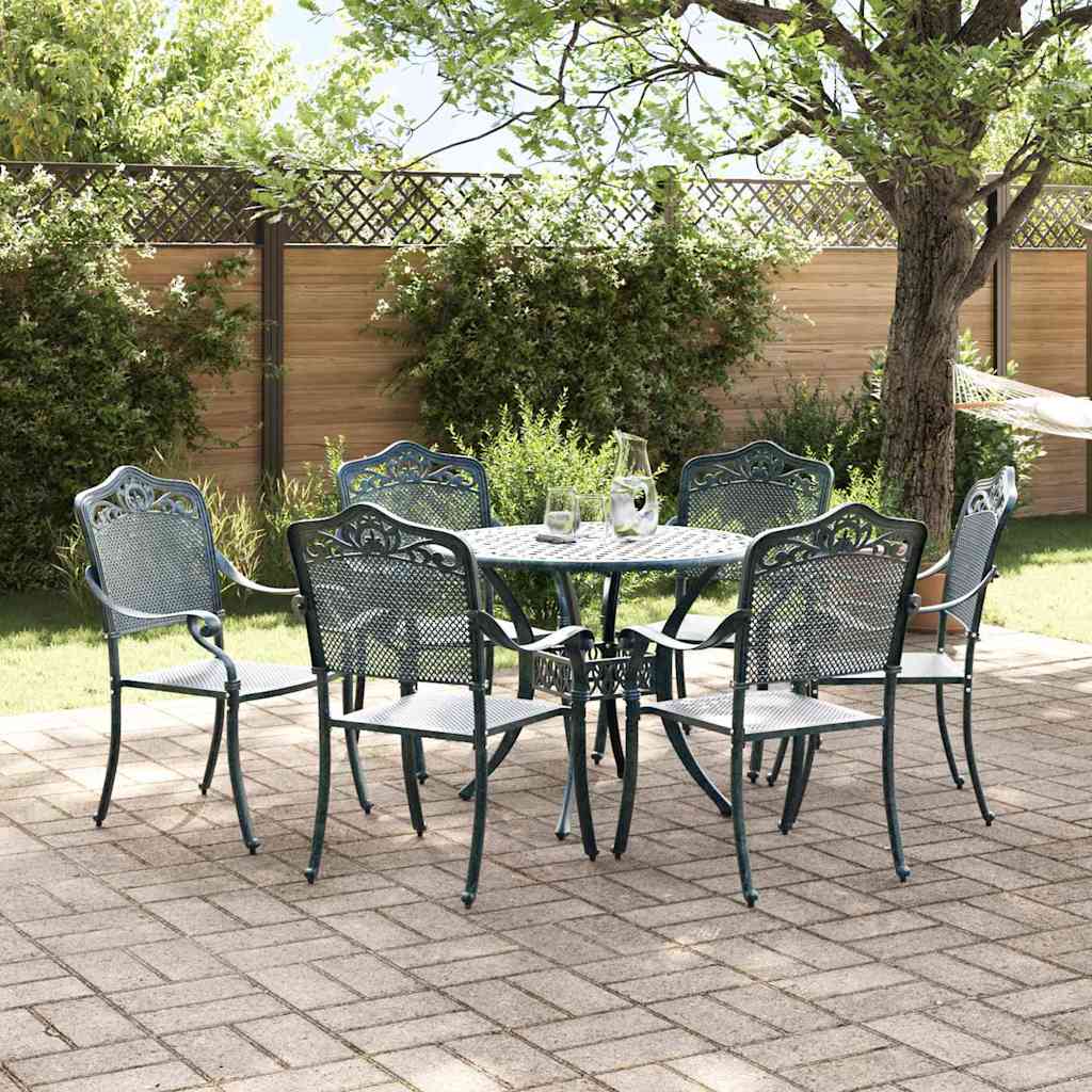 Komplet za jedilnico v vrtu 7 pcs Zelena Aluminij