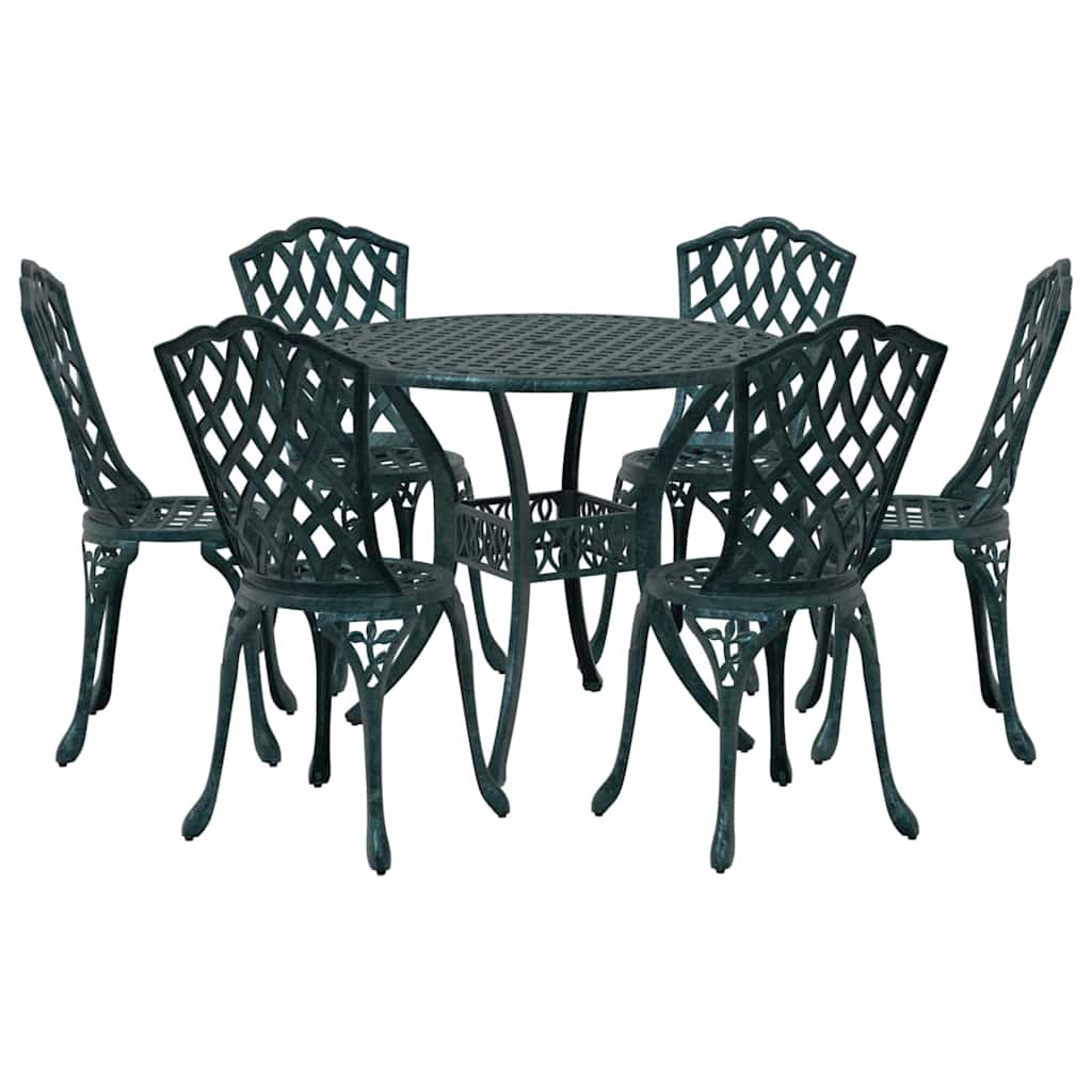 Zestaw do jadalni w ogrodzie 7 szt. Zielony Aluminium