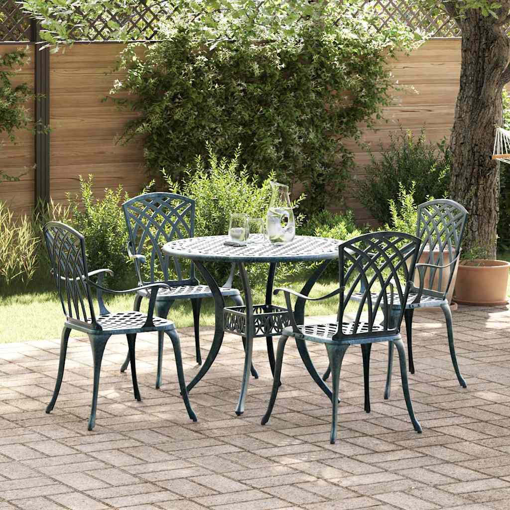 Komplet za jedilnico v vrtu 5 pcs Zelena Aluminij