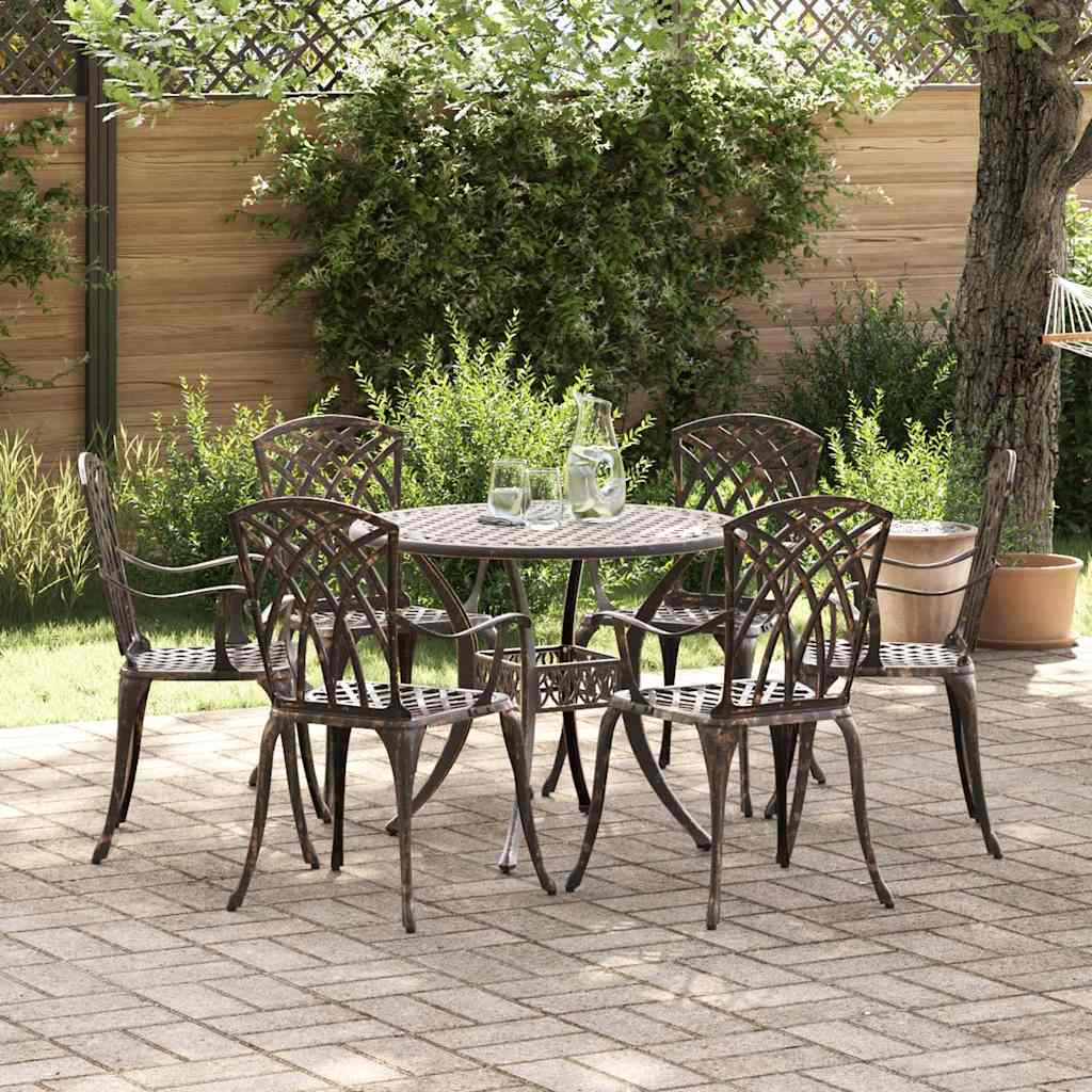 vidaXL Garten Essgruppe 7 pcs Bronze Aluminium