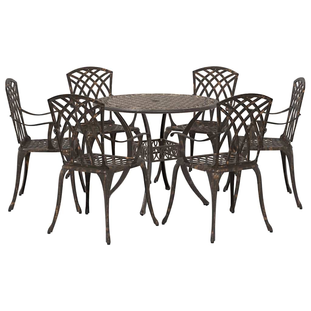 Komplet za jedilnico v vrtu 7 pcs Bronasta Aluminij - slika 2