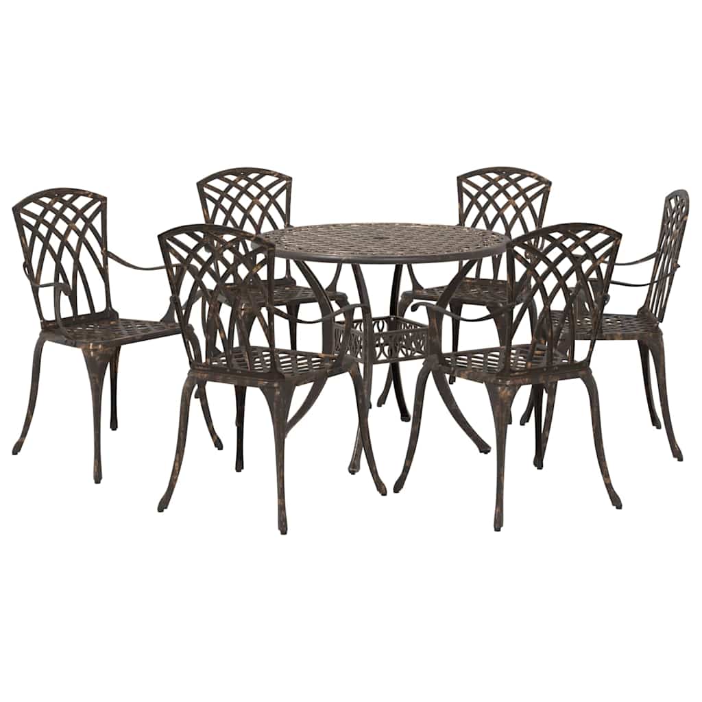 Komplet za jedilnico v vrtu 7 pcs Bronasta Aluminij - slika 7