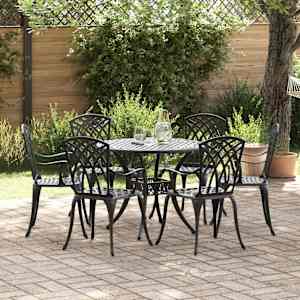 Komplet za jedilnico v vrtu 7 pcs Črna Aluminij