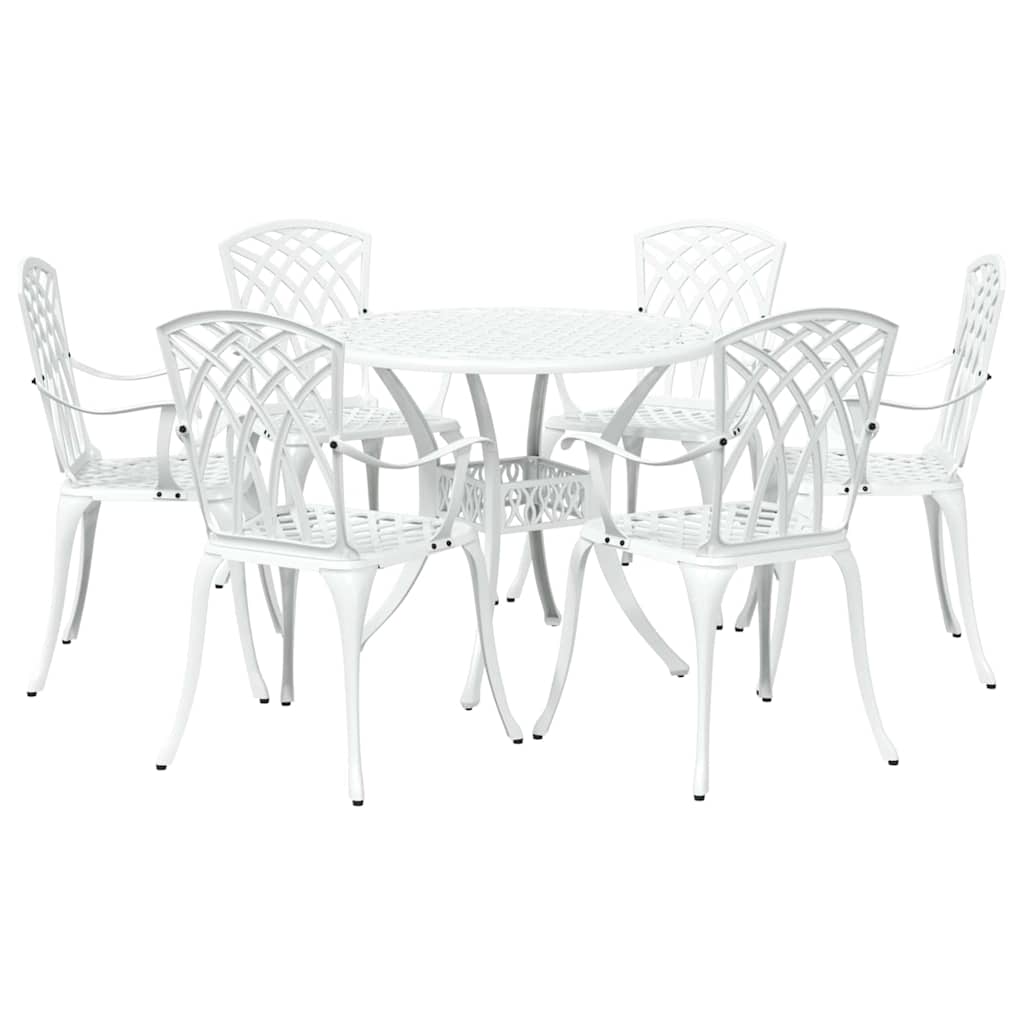 Komplet za jedilnico v vrtu 7 pcs Bela Aluminij - slika 2