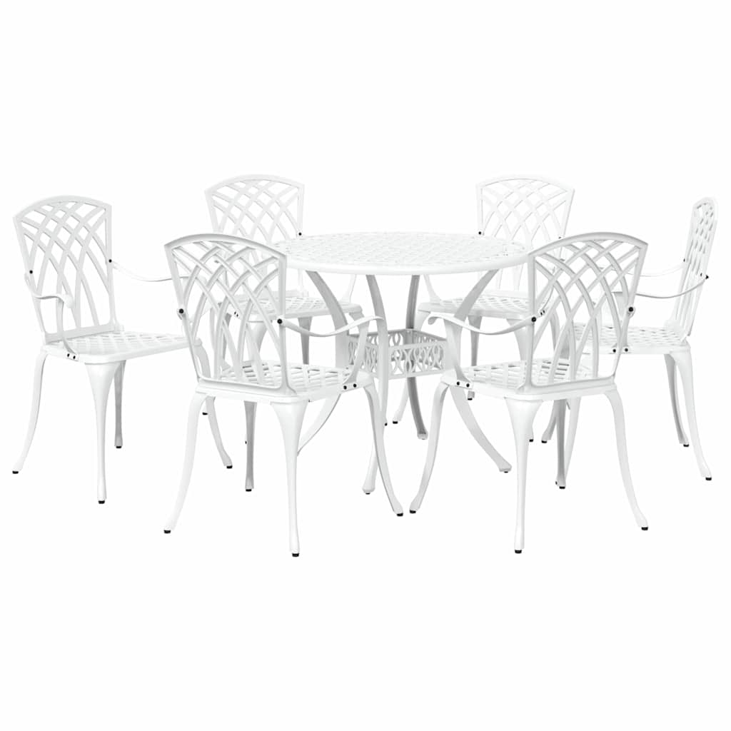 Komplet za jedilnico v vrtu 7 pcs Bela Aluminij - slika 7