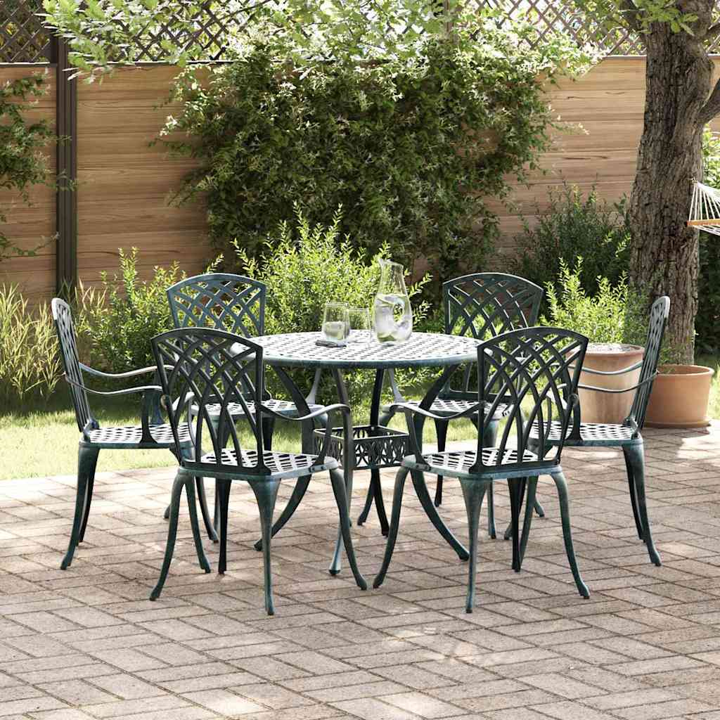 Komplet za jedilnico v vrtu 7 pcs Zelena Aluminij