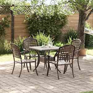 Komplet vrtne mize 5 pcs Bronasta Lit aluminij