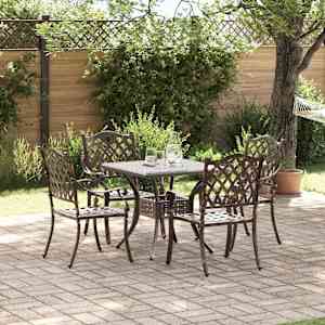 Komplet vrtne mize 5 pcs Bronasta Lit aluminij