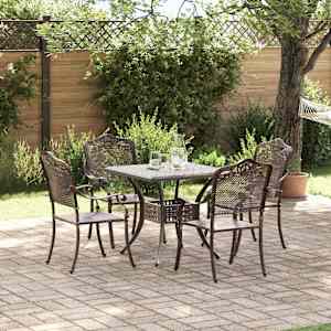 Komplet vrtne mize 5 pcs Bronasta Lit aluminij