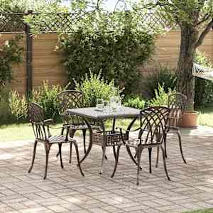 Komplet vrtne mize 5 pcs Bronasta Lit aluminij