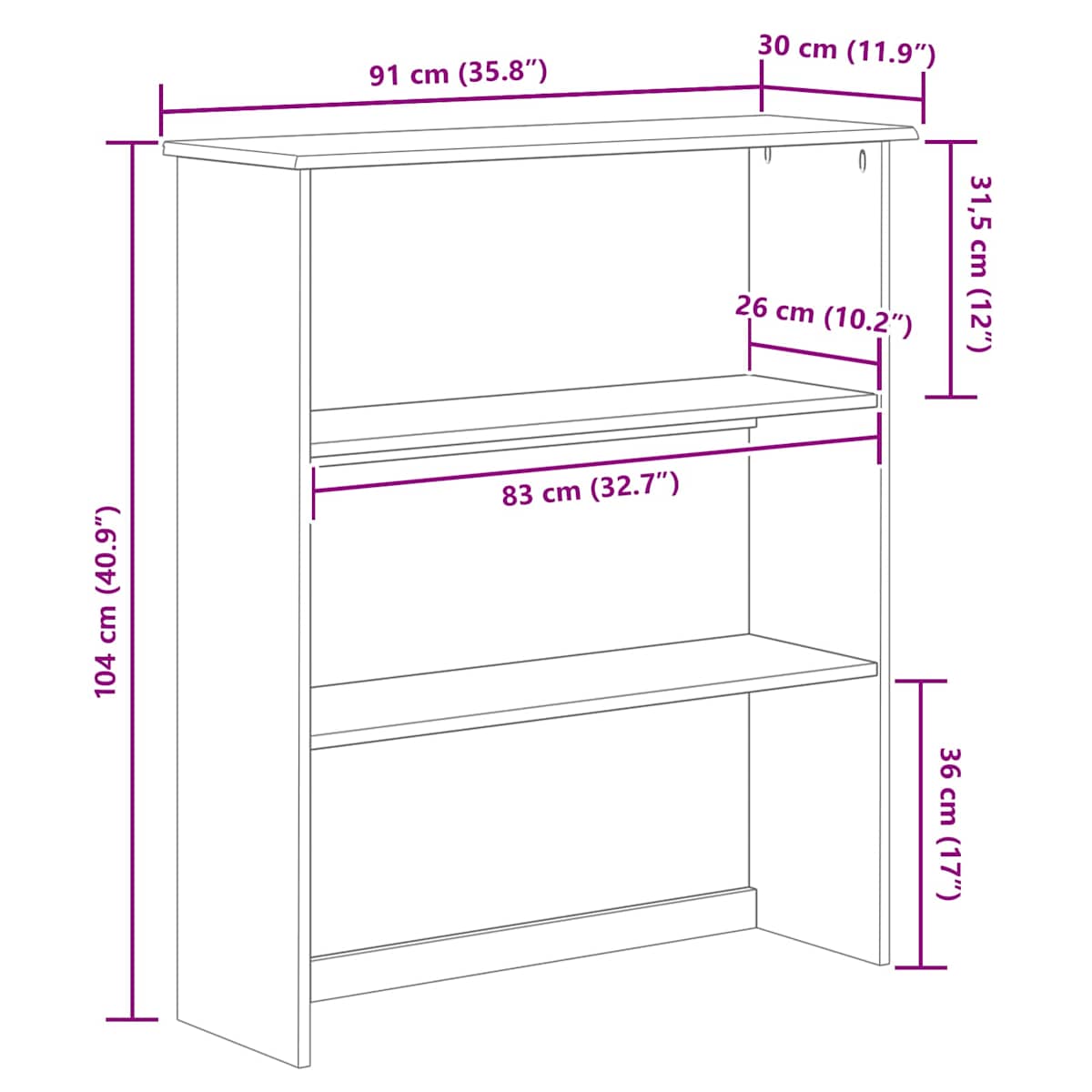Skab ASKIM 91 x 30 x 104 cm Massivt fyrretræ - Billede 10