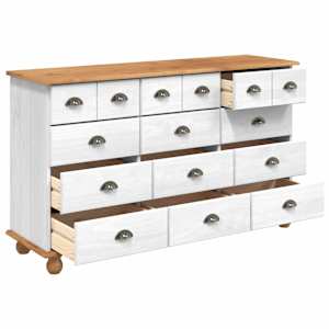 Komoda ASKIM Bílá 79 x 40 x 133,5 cm Masivní borové dřevo - obrázek 4