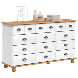 Komoda ASKIM Bílá 79 x 40 x 133,5 cm Masivní borové dřevo - obrázek 3