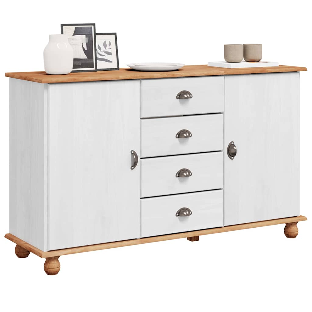 vidaXL Dressoir ASKIM 133,5x40x79 cm massief grenenhout wit