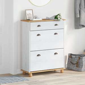 Omara za čevlje ASKIM Bela 85 x 35 x 108 cm Masivno borovo les