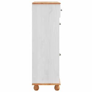 Skříň na obuv ASKIM Bílá 85 x 35 x 108 cm Masivní borové dřevo - obrázek 7