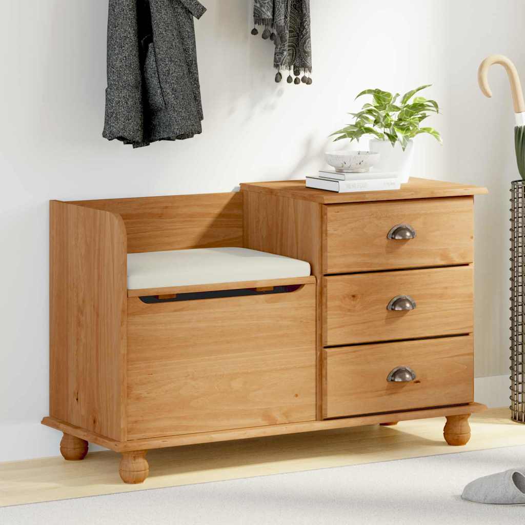 Banc de Rangement d'Entrée 'ASKIM'Marron 100x39x62 cm Bois Massif Pin