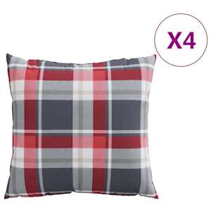 vidaXL diivanipadjad 4 tk, punaste ruudumustriga, 50 x 50 cm, kangas
