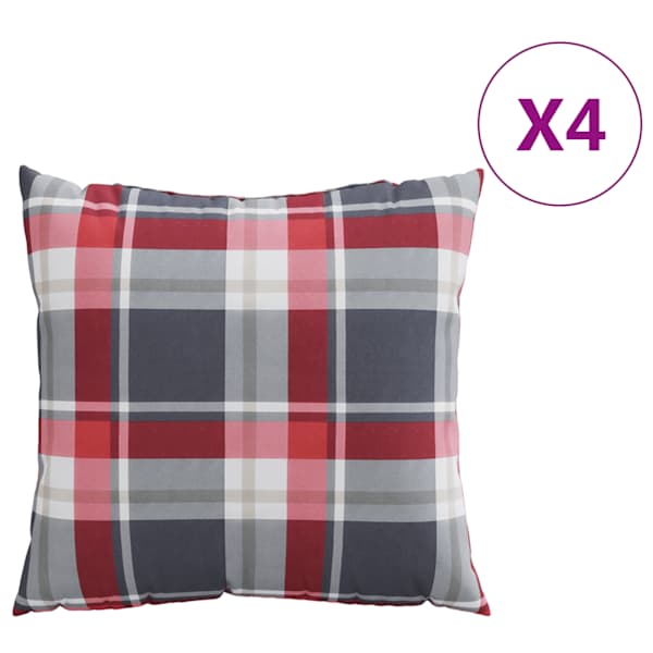 vidaXL diivanipadjad 4 tk, punaste ruudumustriga, 50 x 50 cm, kangas