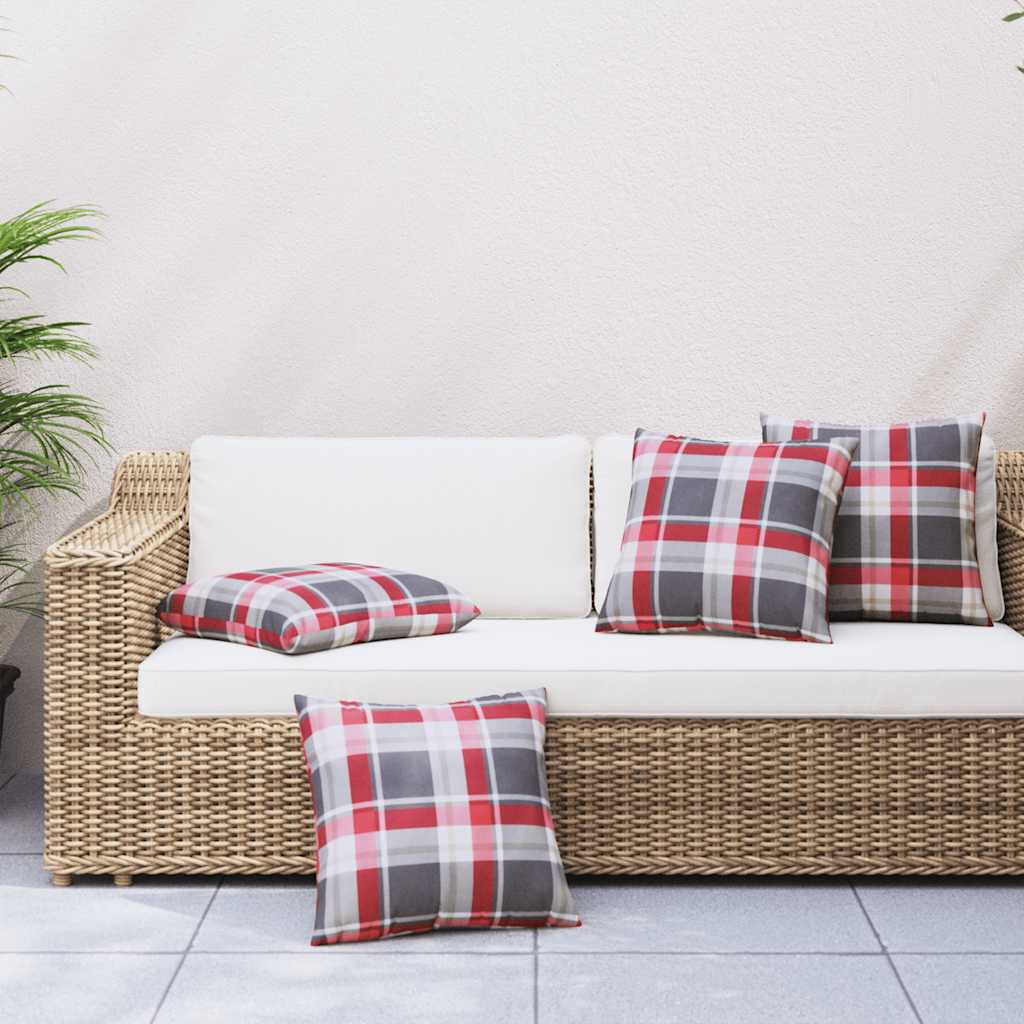 vidaXL Sofakissen 4 Stk. Rot Karomuster 50x50 cm Stoff