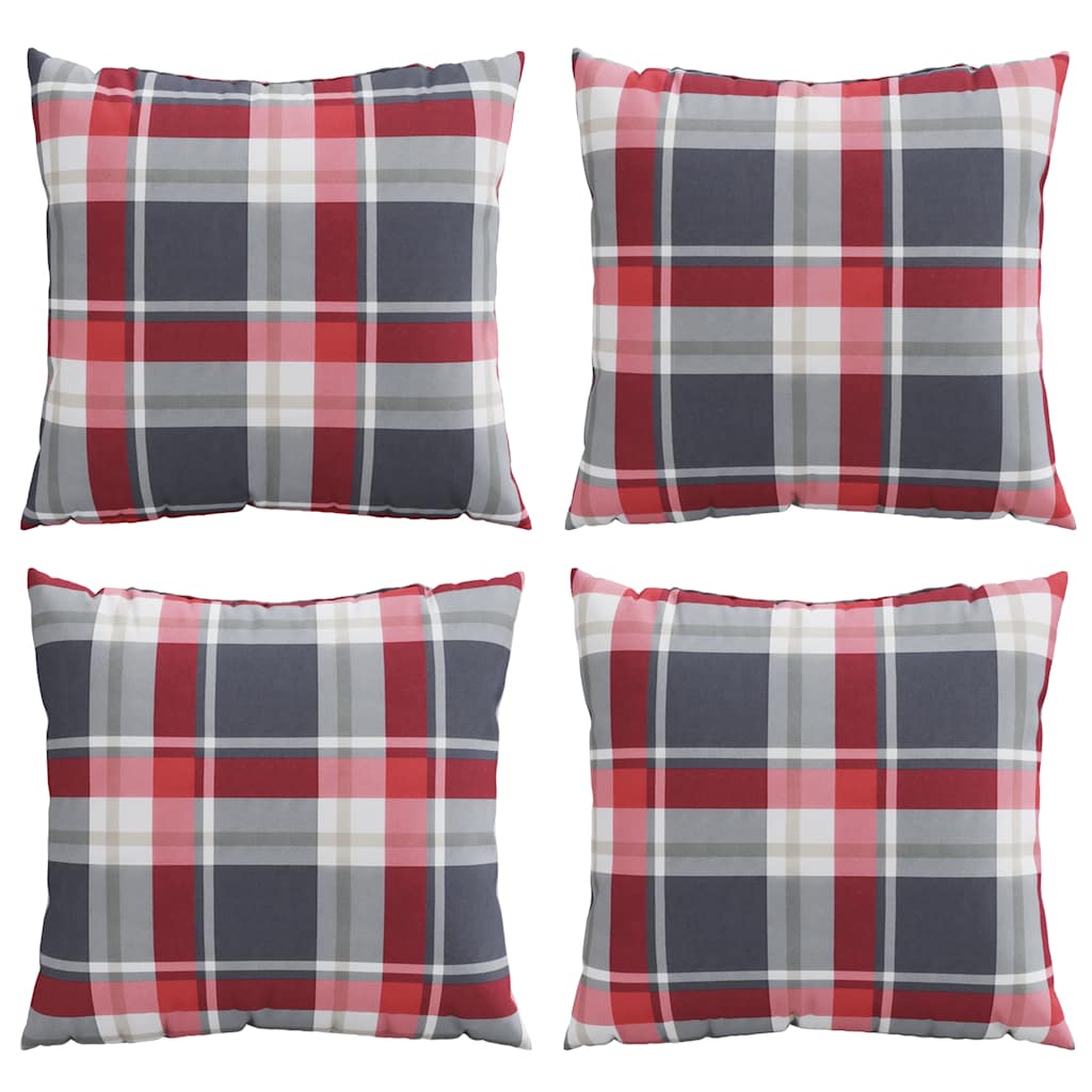 Bankkussens 4 stuks Rood Geruit Patroon 60x60 cm Stof image 4