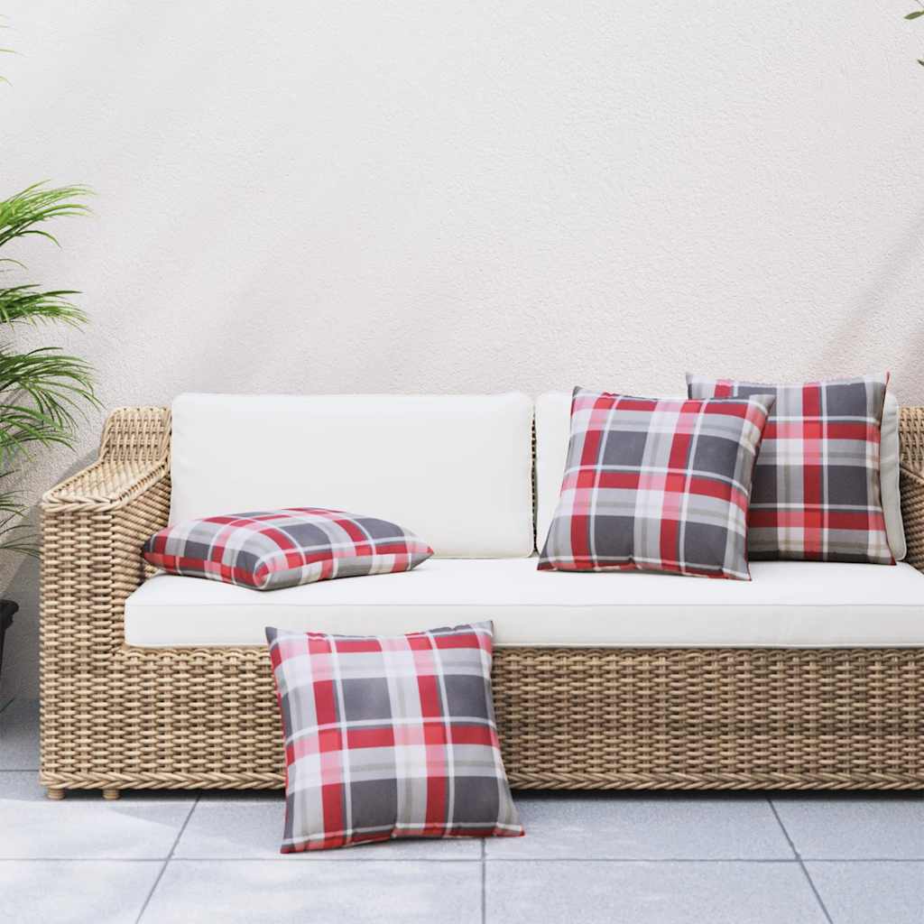 Bankkussens 4 stuks Rood Geruit Patroon 60x60 cm Stof image 1