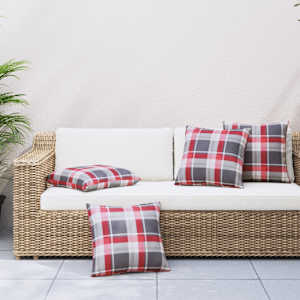 Blazine za kavč 4 kosi rdeč karo vzorec 60x60 cm blago
