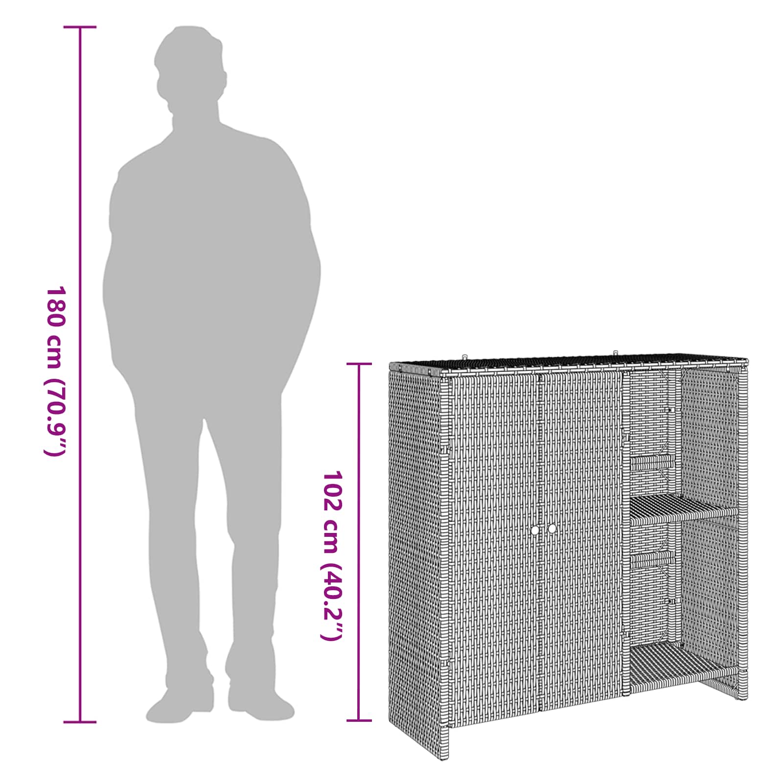 Säilytyskaappi ovella Ruskea 100 x 36 x 102 cm Rottinki - Image 7