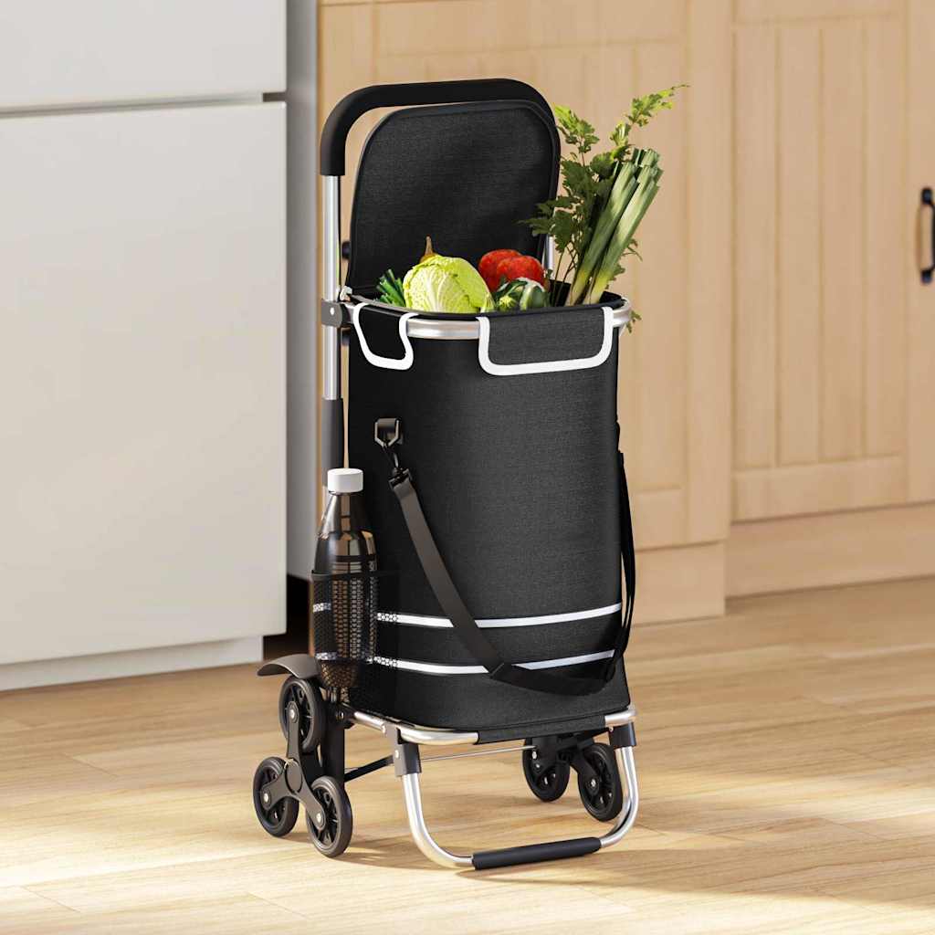 vidaXL Carucior de cumpărături Negru 47 x 39 x 100.5 cm Tafeta Oxford