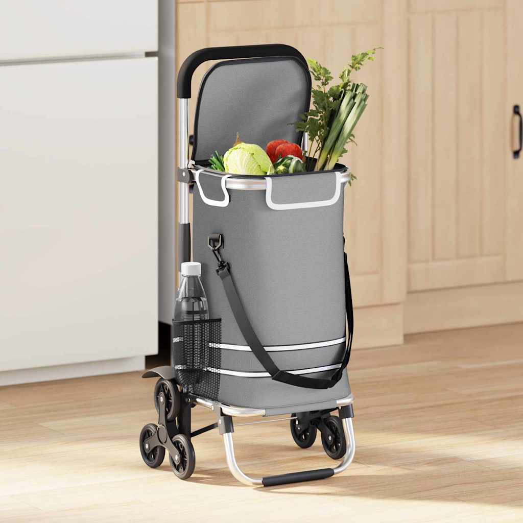 vidaXL Carucior de cumpărături Gri 47 x 39 x 100.5 cm Tafeta Oxford