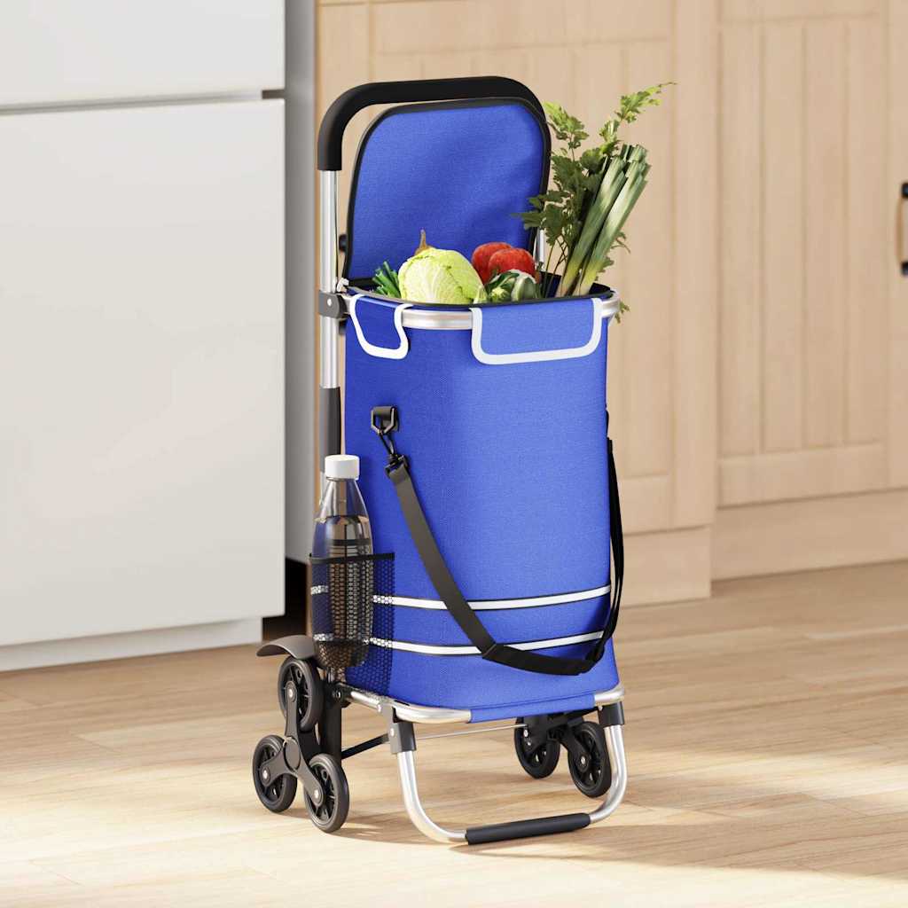 vidaXL Carucior de cumpărături Pliere albastru 47 x 39 x 100.5 cm