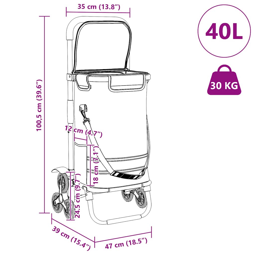 Bevásárlókocsi Kék 47 x 39 x 100.5 cm Oxford szövet 