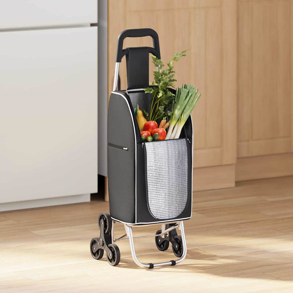 vidaXL Carucior de cumpărături Negru 39.5 x 36 x 92.5 cm Tafeta Oxford