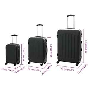 Kufr se zámkem 3 pcs Černá 50 x 31 x 78 cm ABS plast - obrázek 12