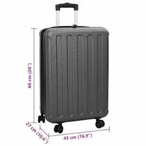 Kufr se zámkem Tmavě šedá 43 x 27 x 66 cm ABS plast - obrázek 12