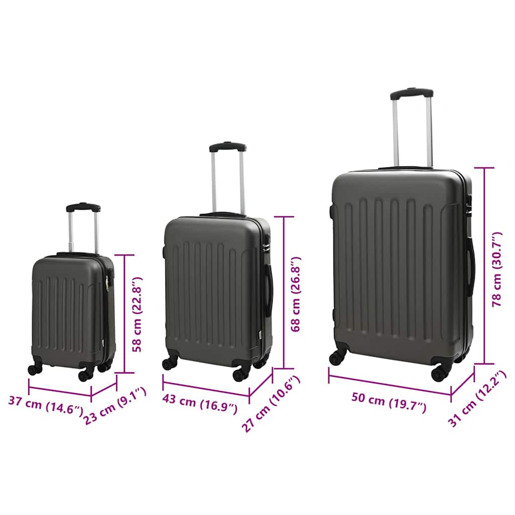 Bőrönd szett zárral 3 pcs Sötétszürke 50 x 31 x 78 cm 