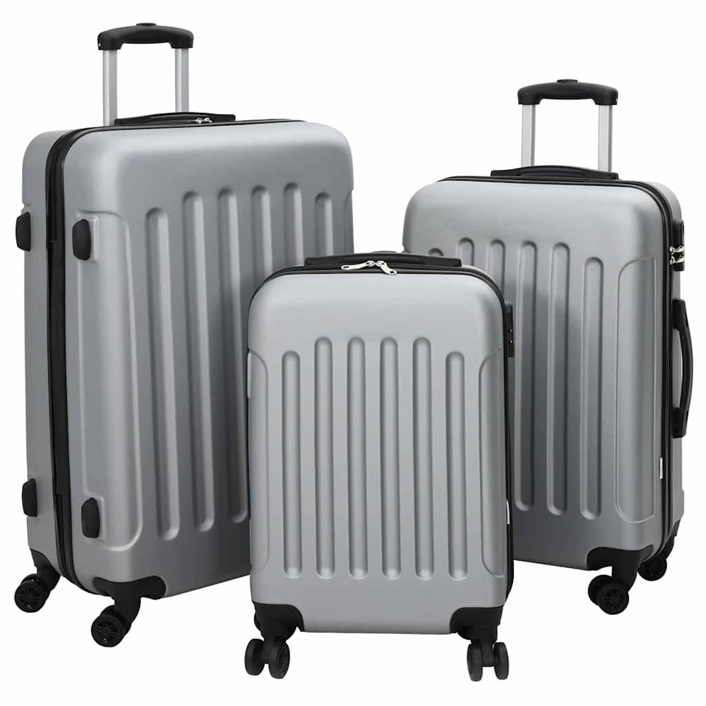 vidaXL Koffer Set 3-teilig Hartschale Silber 20'' 24'' 28'' aus ABS.