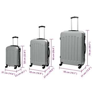 Kufr se zámkem 3 pcs Stříbrná 50 x 31 x 78 cm ABS plast - obrázek 12