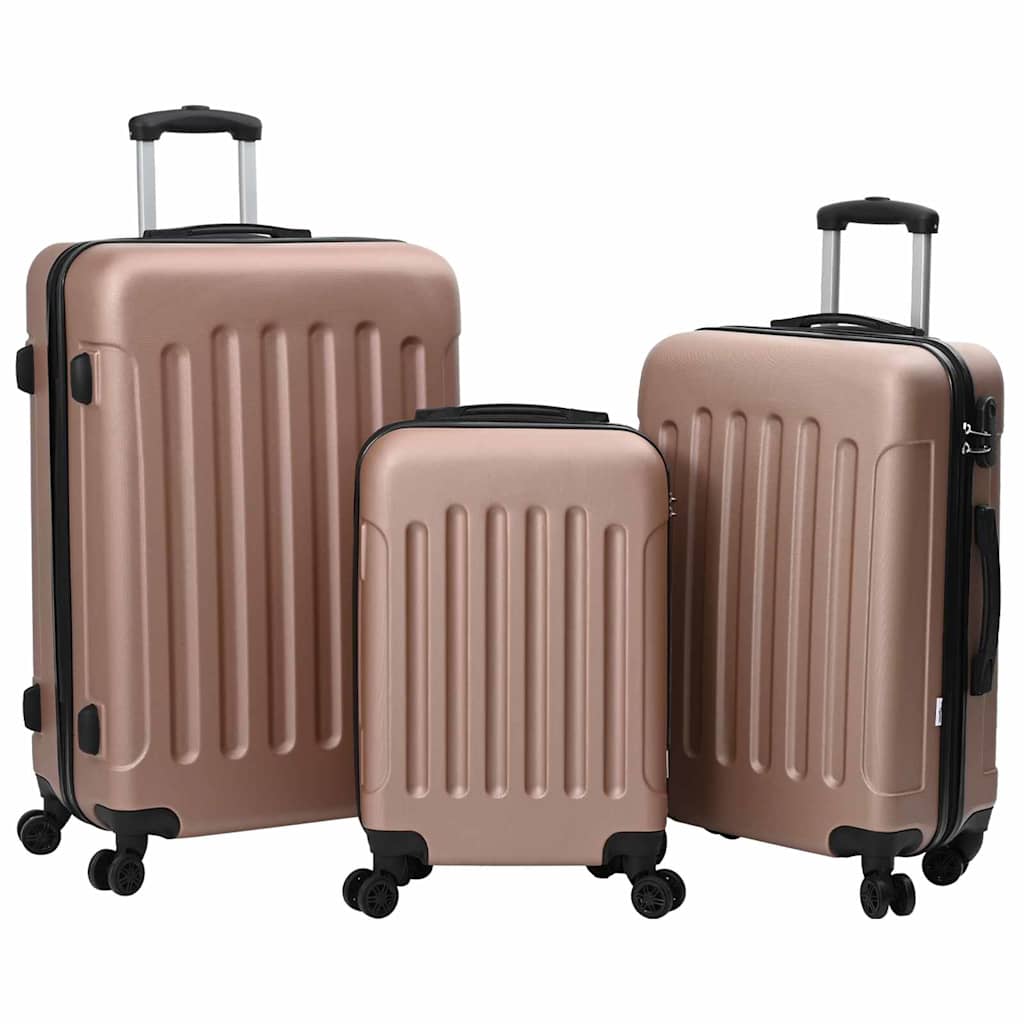 vidaXL Koffer Set, 3-teilig, Hartschale, Roségold, 20'', 24'', 28'', ABS