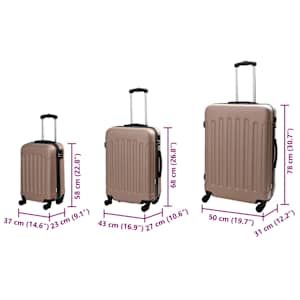 Kufr se zámkem 3 pcs růžové zlato 50 x 31 x 78 cm ABS plast - obrázek 12