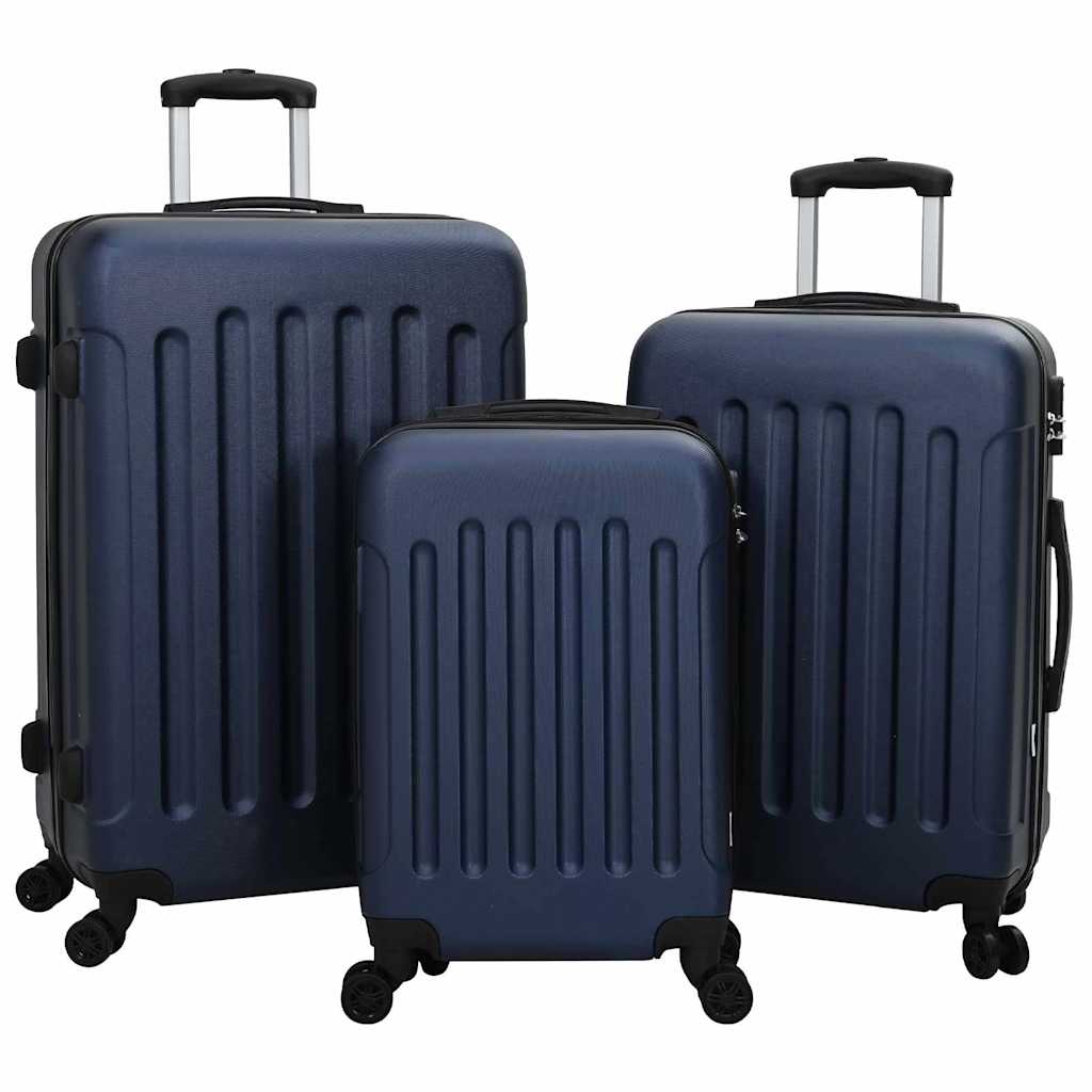 vidaXL Koffer-Set mit 3 Teilen, Hartschale in Dunkelblau, Größen: 20'', 24'' und 28'', aus ABS.