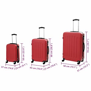 Kufr se zámkem 3 pcs Červená 50 x 31 x 78 cm ABS plast - obrázek 12